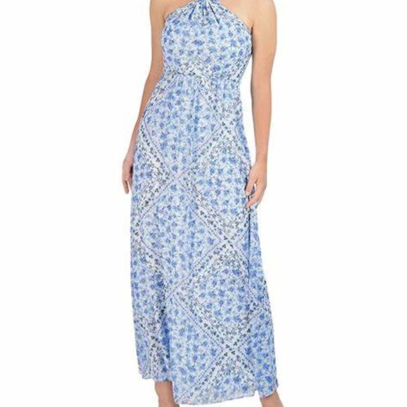 Laundry by Selli Segal blue maxi halter dress SZ 2 - Picture 2 of 10